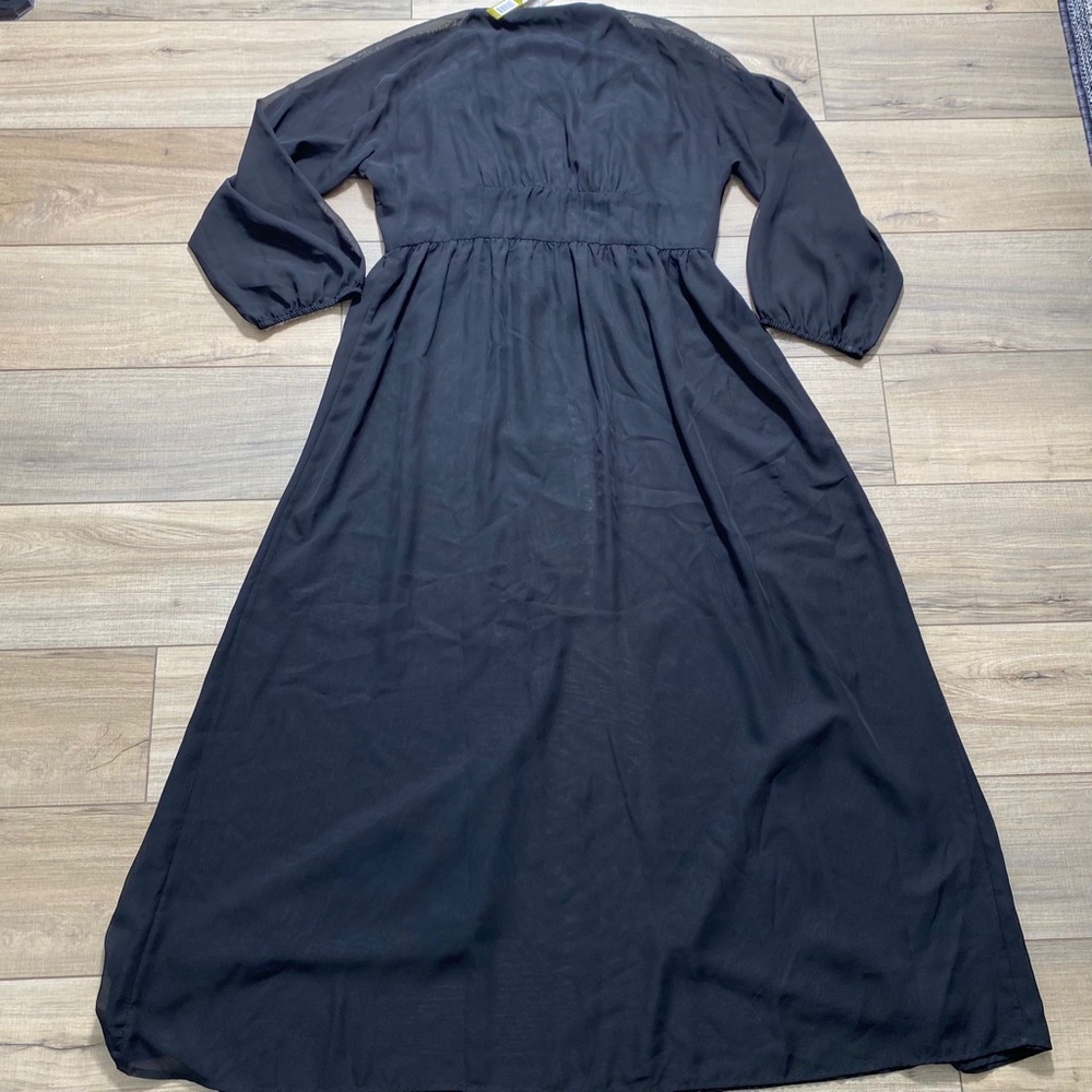 Gianni Bini Womens Open Front Kara Dress Size XL‎ Black Semi-Sheer Lined - Picture 11 of 13